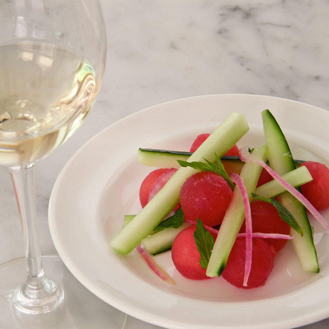 Mediterranean Watermelon Salad with Cucumber and Mint